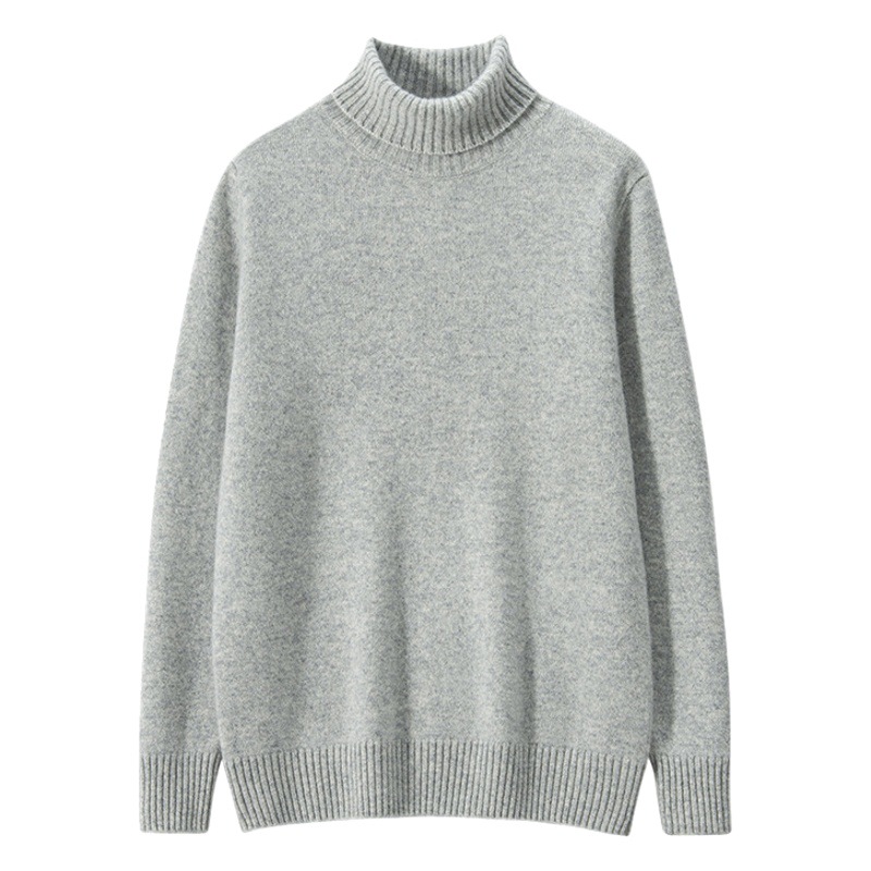Cross-border autumn and winter New High collar solid color knitted autumn and winter autumn and winter pullover warm Men's bottoming shirt cashmere sweater
