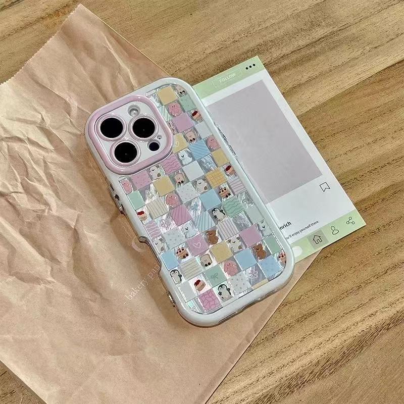 Ins estilo color color empalme cuadrado animal para iphone16ProMax funda para teléfono móvil Apple 14/15 nuevo 13