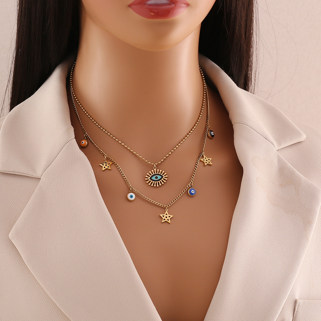 Designer Pendant Necklace Retro Double Layer Chain For Women_voghion.com