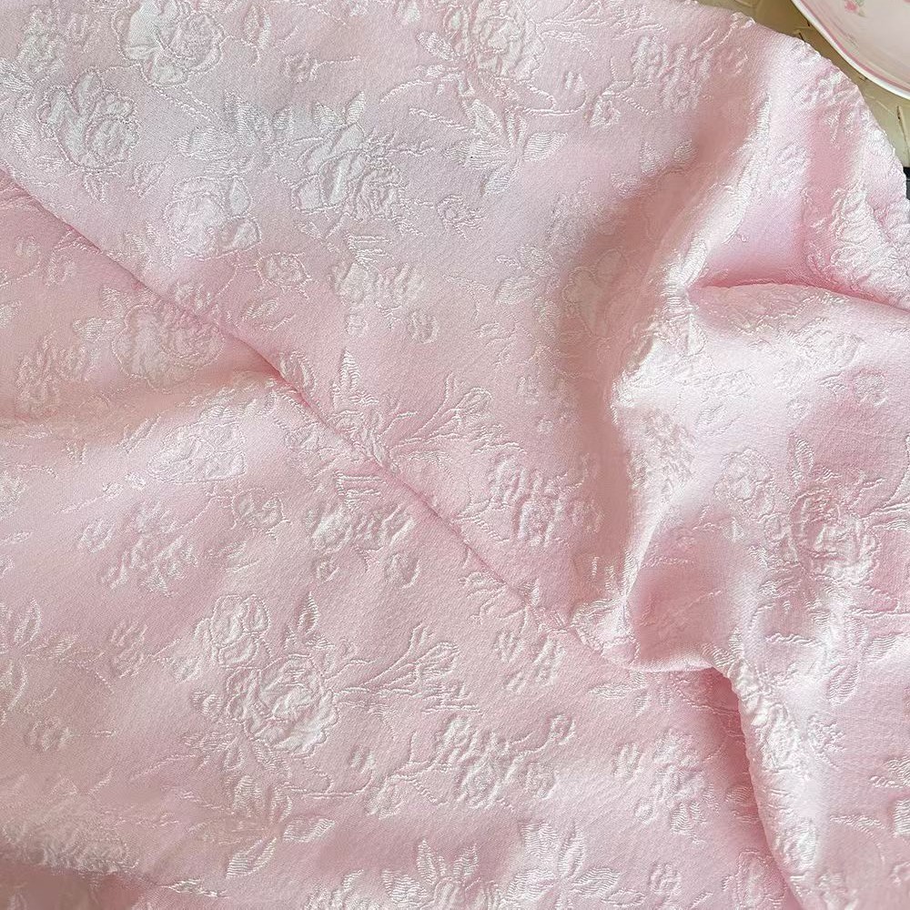 浮雕立体泡泡小梅花提花面料时尚连衣裙Lolita四面弹春夏女童提花