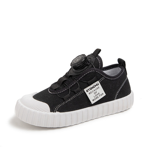 Children's canvas shoes for girls, suitable for spring and autumn, versatile casual single shoes for students, with rotating buckles, breathable white performance shoes for boys