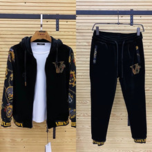 男士2025秋冬季金丝绒休闲两件套新款外衣裤子时尚青年套装现货棉