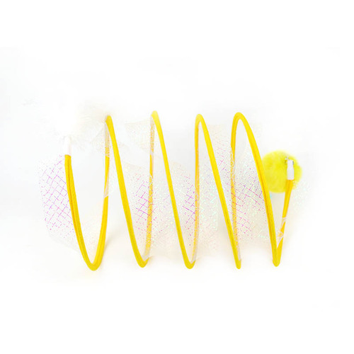 Cat Tunnel Pet Toy Feather Mouse Bell Cat Self-Entertainment Relieve Boredom Funny Elastic Net Foldable Cat Tunnel