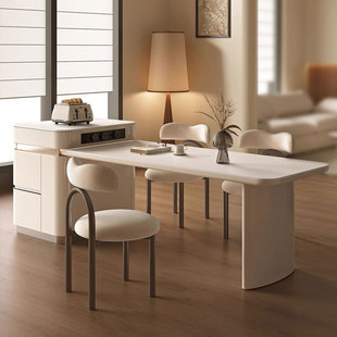 Island Dining Table Integrated Rock Slab Cream Style Restaurant Retractable Home Light Luxury 2025 New Kitchen Center Table