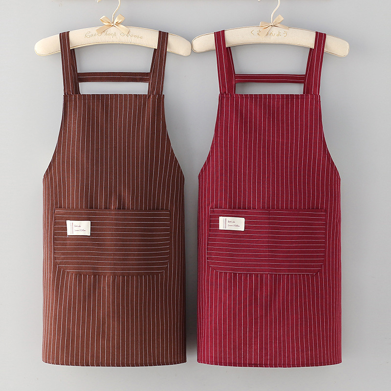 棉布围裙女夏季薄款家用时尚工作服男士厨房网红专用围腰印制LOGO