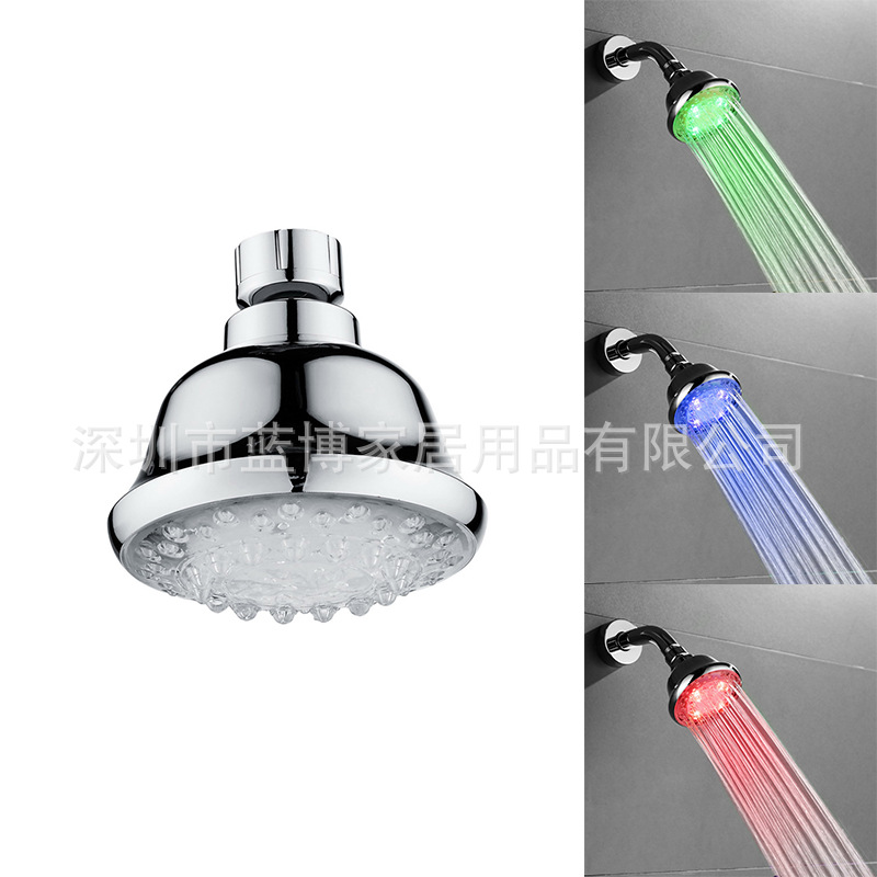 LED pequeño rociador superior redondo pequeño cabezal de ducha de control de temperatura de detección de temperatura/colorido cambio de color boquilla de ducha 8010-A25