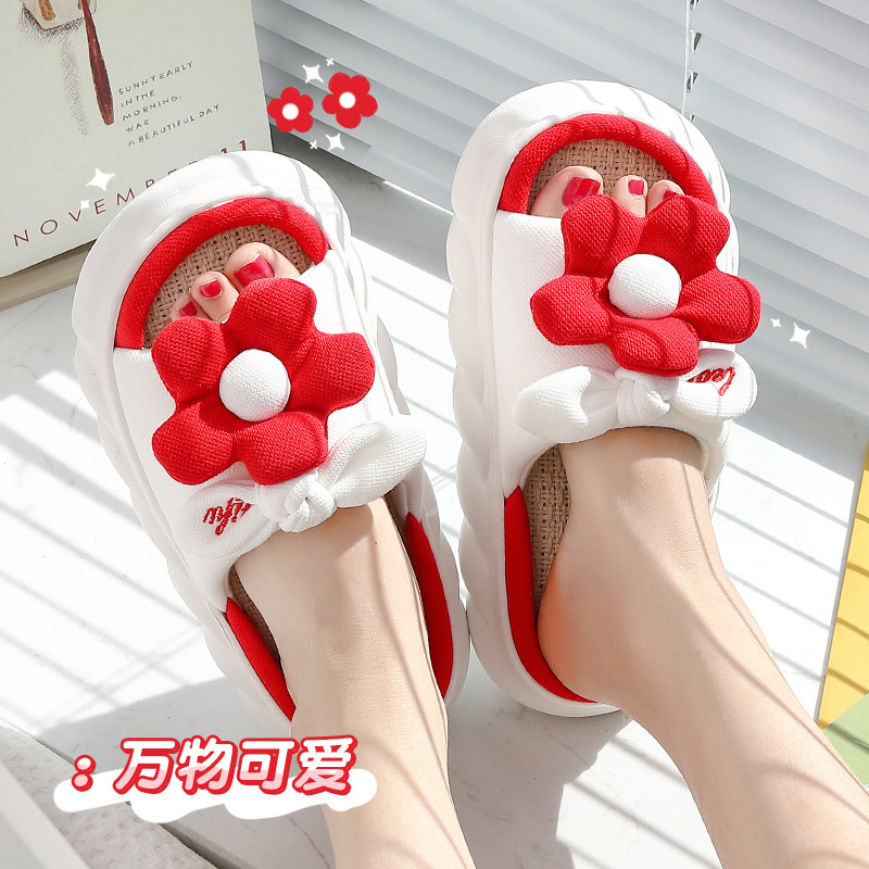 lovely Flower Flax slipper summer Home Furnishing wholesale indoor non-slip Four seasons spring and autumn household Cotton and hemp slipper