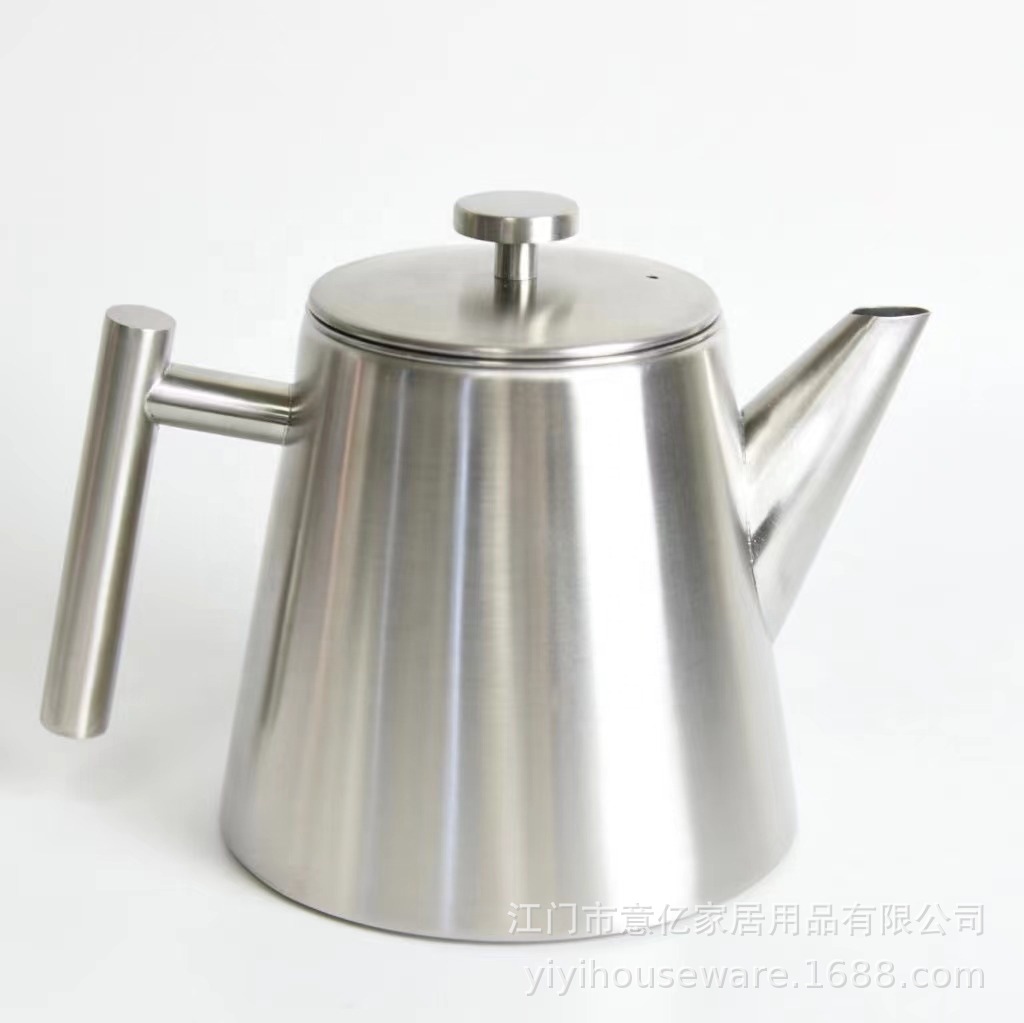 Double-Layer Insulated Thick 304 Stainless Steel French Press Pot, Insulated Flower Tea Pot with Filter, Household French Press Pot