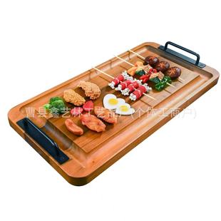 Simple Wooden Cutting Board Barbecue Plate Restaurant Rectangular with Handle Steak Pizza Serving Board Party Fruit Board