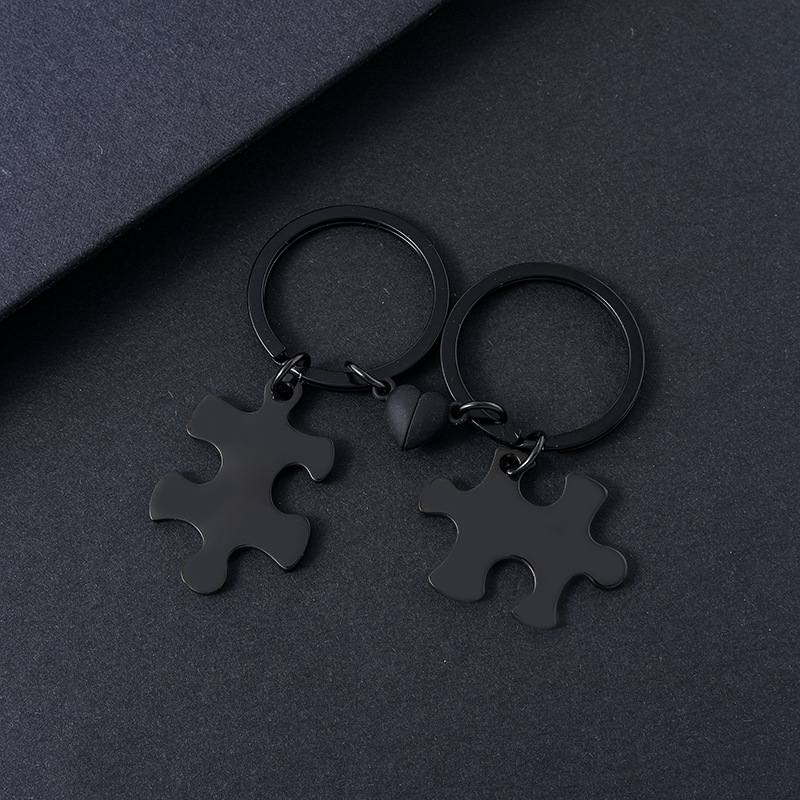 Basic Style Basic Jigsaw Customization Laser Engraving 201 Stainless Steel Plating Unisex Bag Pendant Keychain