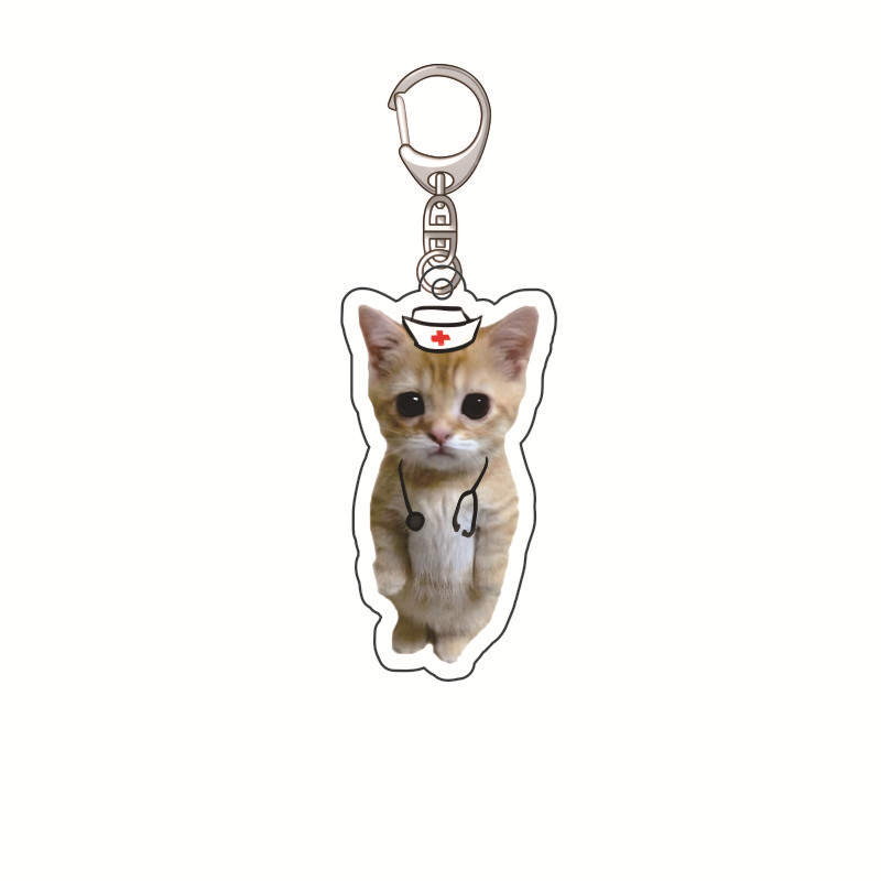 Plátano gato feliz gato acrílico llavero comida gato gato cabeza emoji paquete llavero divertido