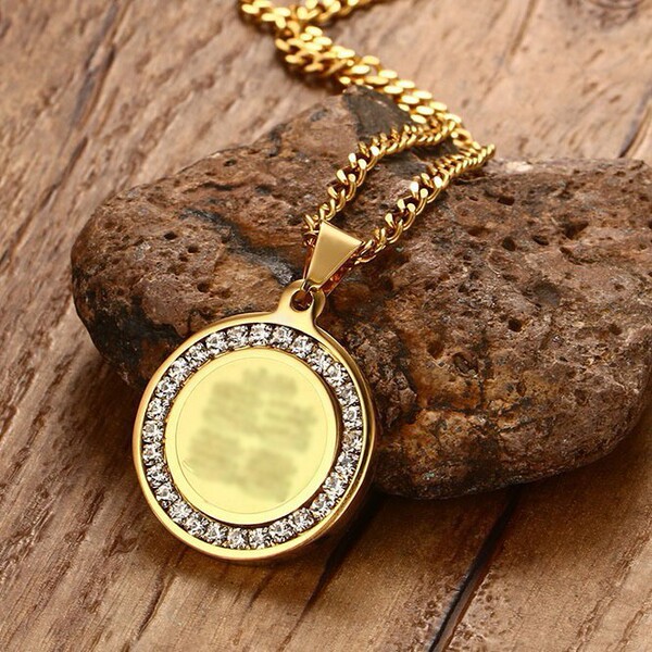 golden pendant stainless steel with zircon