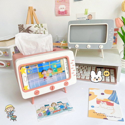 Cartoon creative DIY tissue box multi-function mobile phone holder multi-function TV box paper box decoration