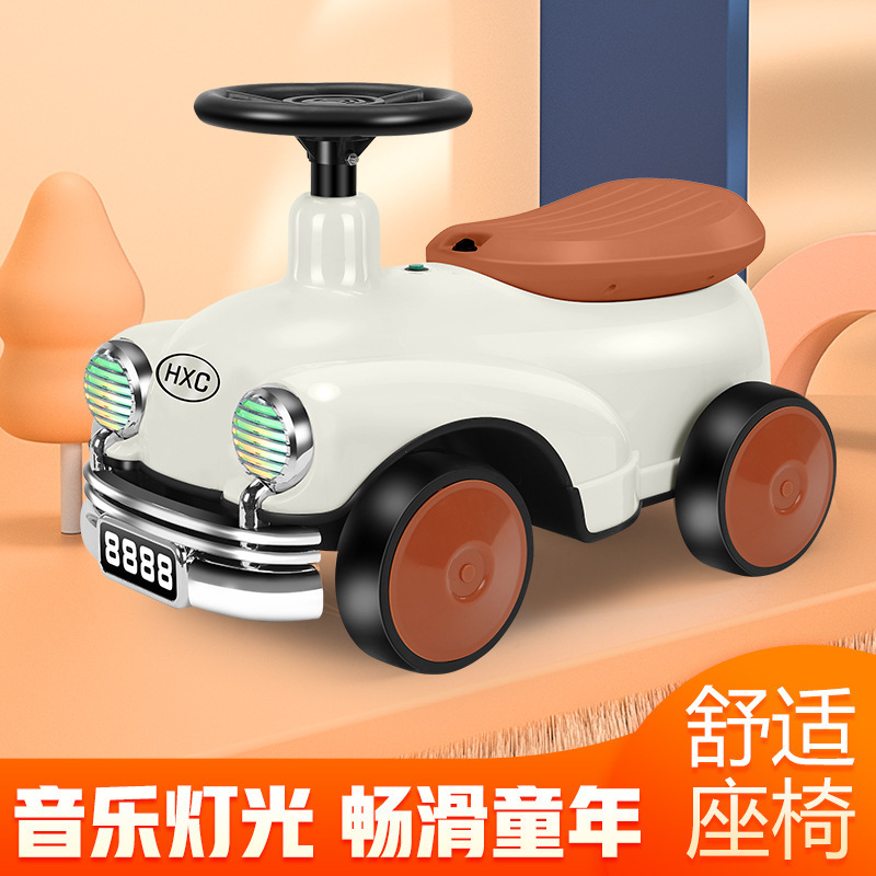 Retro Kidsren's Scooter 1-4 Years Old Male and Female Baby Classic Car Twist Car Four-Wheel Yo-Yo Car Gift Balance Car