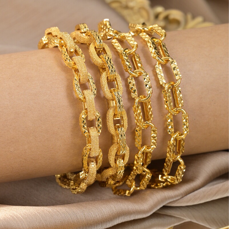 Cross-Border Southeast Asian Thick Paperclip Bracelet Jewelry, Interlocking Ring Chain, Boss Chain, Bold Men's Bracelet