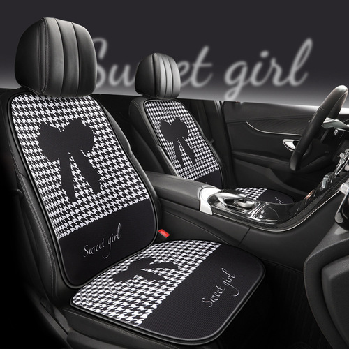 New cartoon car seat cushion, universal for all seasons, one-piece breathable three-piece set, rear seat, cute goddess style fabric seat cushion
