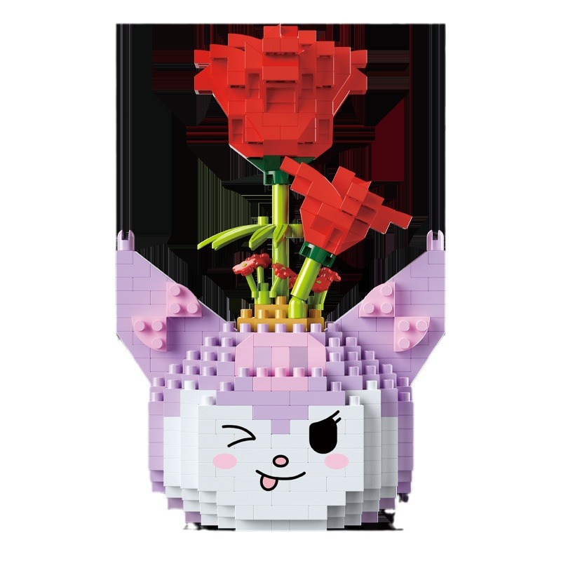 Compatible con LEGO Internet celebridad dibujos animados bloques de construcción maceta ramo Rosa girasol montado decoración juguete regalo hecho a mano