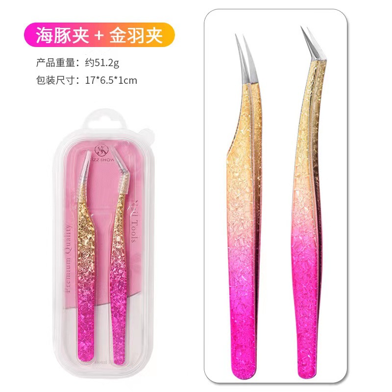 Herramientas de belleza de uñas pinzas de acero inoxidable acné clip para eliminar puntos negros extrusión pinzas de color gradiente 2 paquetes