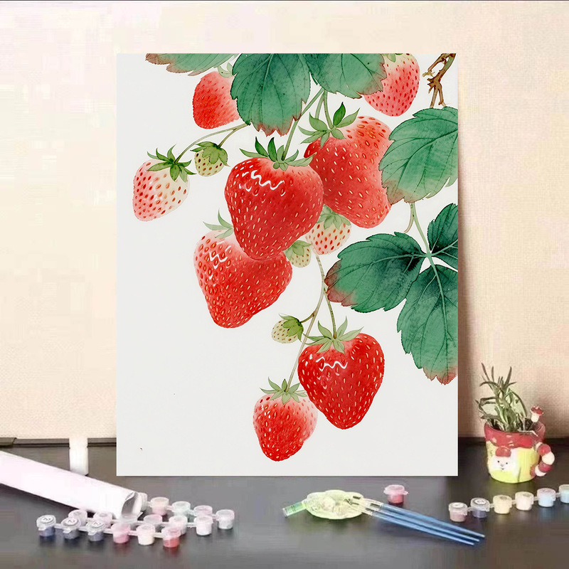 新しいリアルなスタイルのフルーツデジタル油絵 DIY 手描きの癒しと減圧の高価値リビングルーム装飾絵画|undefined
