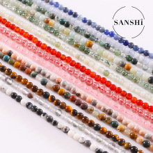 跨境专供3mm天然玉石小圆珠石榴石粉水晶手链散珠diy饰品厂家直销