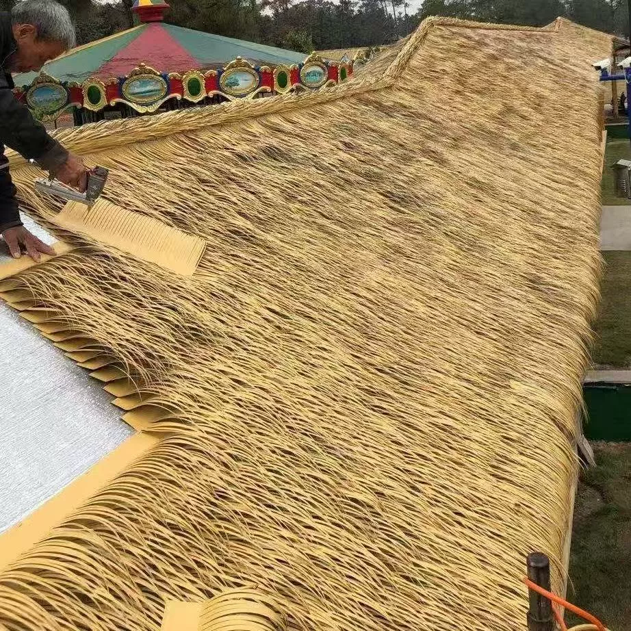 Искусственные кровельные плитки из алюминиево-пластикового композита, имитирующие соломенную кровлю, огнестойкие, металлические, декоративные, водонепроницаемые.