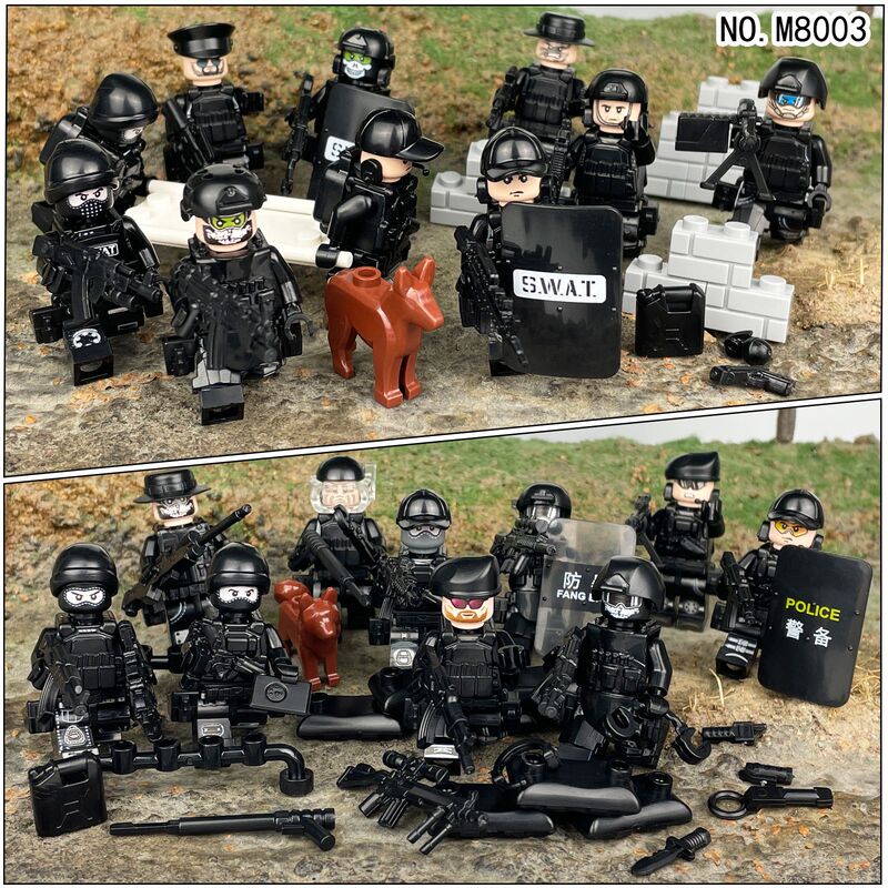 9 Types of Special Police Military Figures M8003 Weapons Shield Dog Cross-Border Wholesale Small Particle Building Block Toys Drone 9 Types of Special Police Military Figures M8003 Weapons Shield Dog Cross-Border Wholesale Small Particle Building Block Toys Drone