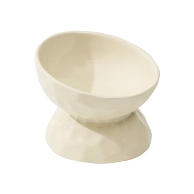 Cerámica de la pierna alta soporte cervical oblicuo tazón gato y perro tazón de comida gato mascota tazón negro bebedero antigolpes