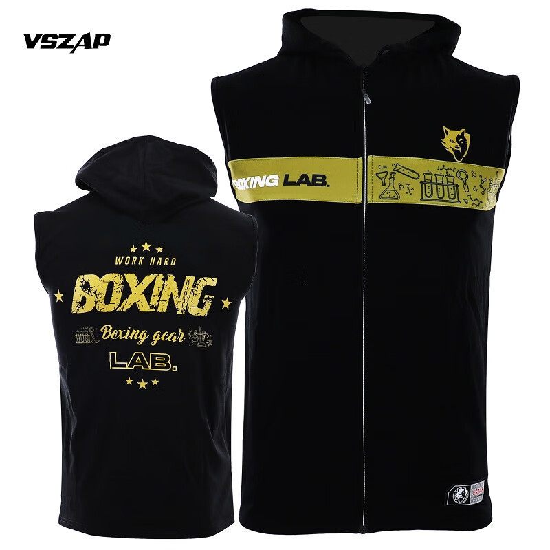 VSZAP Boxing Suit Summer Fitness Clothes Hoodie MMA Training Sports Sleeveless Sweater UFC Pure Cotton Hooded Fighting Men