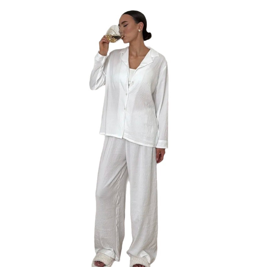 Conjunto de Pijama de Verano 2025, Estilo Europeo y Americano, Suave y Cómodo, Manga Larga y Pantalón Largo, para Mujer, Ropa de Dormir