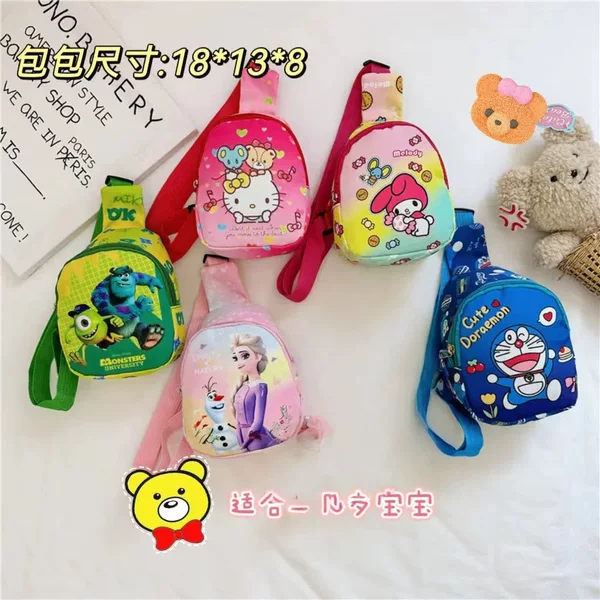 Boys and Girls Backpacks, Trendy and Cute Children's Bags, Lightweight and Versatile Chest Bags, New Cartoon Shoulder Crossbody Bags for Storage