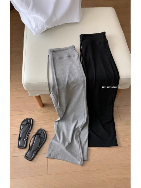 孕妇无托腹阔腿长裤松紧可调节抽绳柔软人棉宽松遮肉舒适修身长裤|undefined