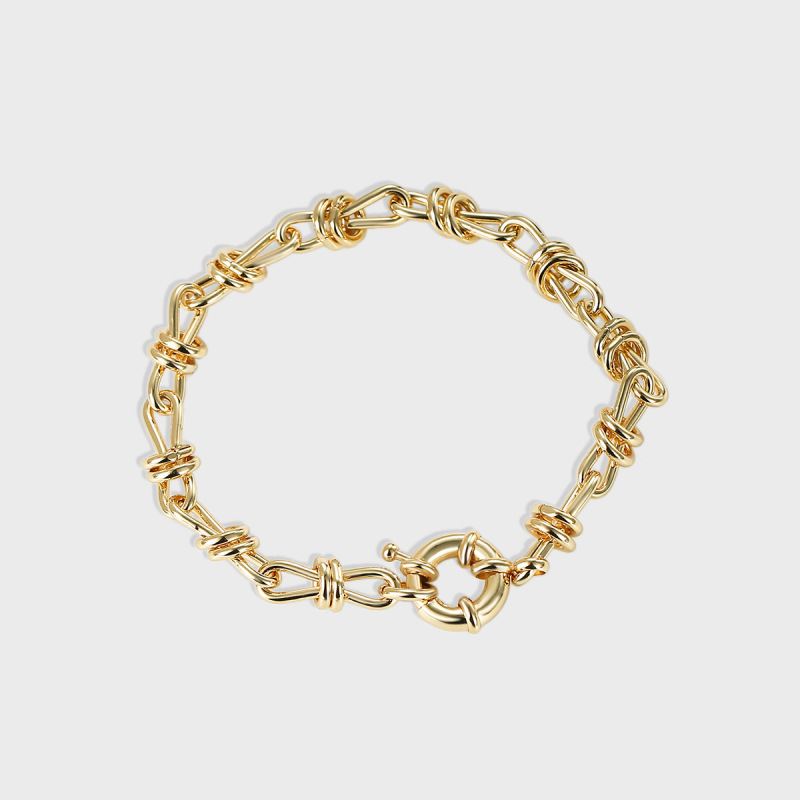 B0103 Copper Plated 18K Gold European and American Style Distinctive Bow Small Circle Bracelet Fashion Trendy Ins Rope Couple Bracelet B0103 Copper Plated 18K Gold European and American Style Distinctive Bow Small Circle Bracelet Fashion Trendy Ins Rope Couple Bracelet