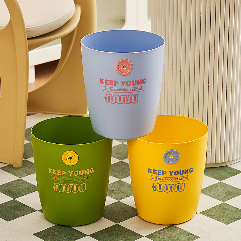 Dopamine Trash Can Without Lid with Lock Storage Bin for Home Use in Living Room, Bedroom, Bathroom, Snap-On Paper Basket Trash Bin