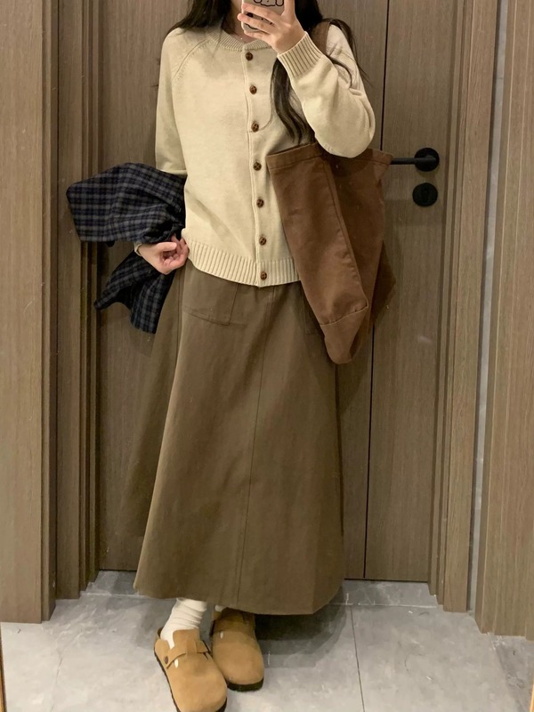 冬装搭配一整套女2025新款复古格纹马甲叠穿毛衣半身裙子三件套装|undefined