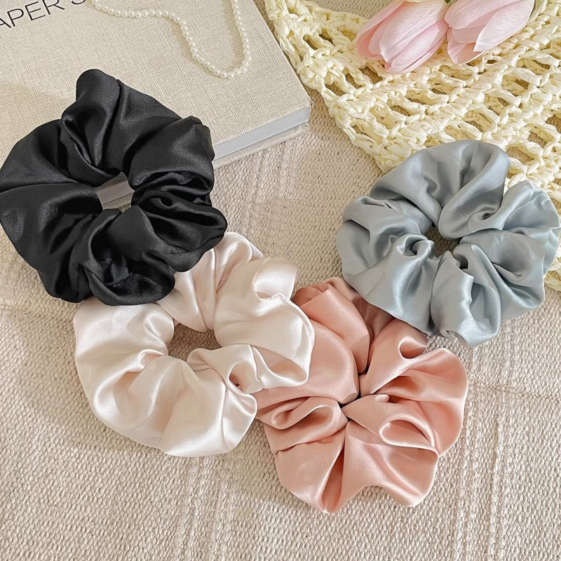 Gran tamaño satén flojo color sólido anillo de cabello de intestino grande temperamento francés femenino bajo cabello de cabello cuerdas de cabello banda de goma