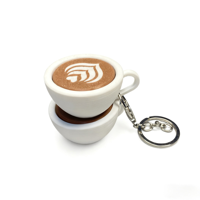 New Hot Selling 3D Printed Cappuccino Coffee Cup Button Clicker Decompression Keychain Decorative Pendant