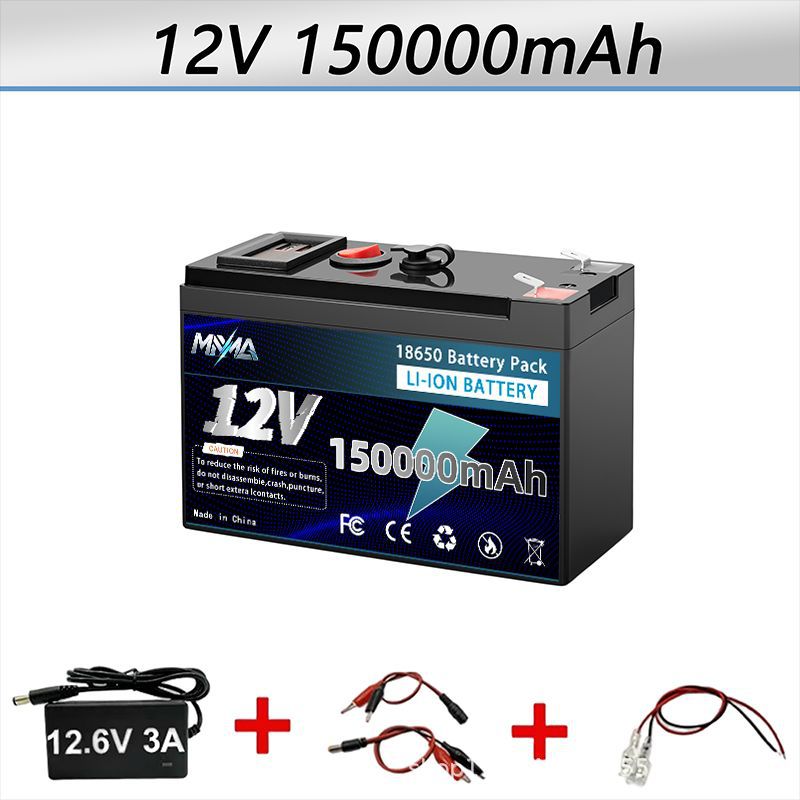 Batería de ciclo profundo LiFePO4 de iones de litio de 12V 150Ah para energía solar, sonda de peces, rueda de potencia