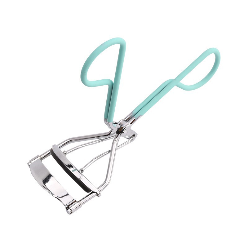 Rizador de pestañas con mango de plástico y caucho verde rizador de pestañas de flor de sol rizador natural portátil y duradero rizador de pestañas de acero inoxidable