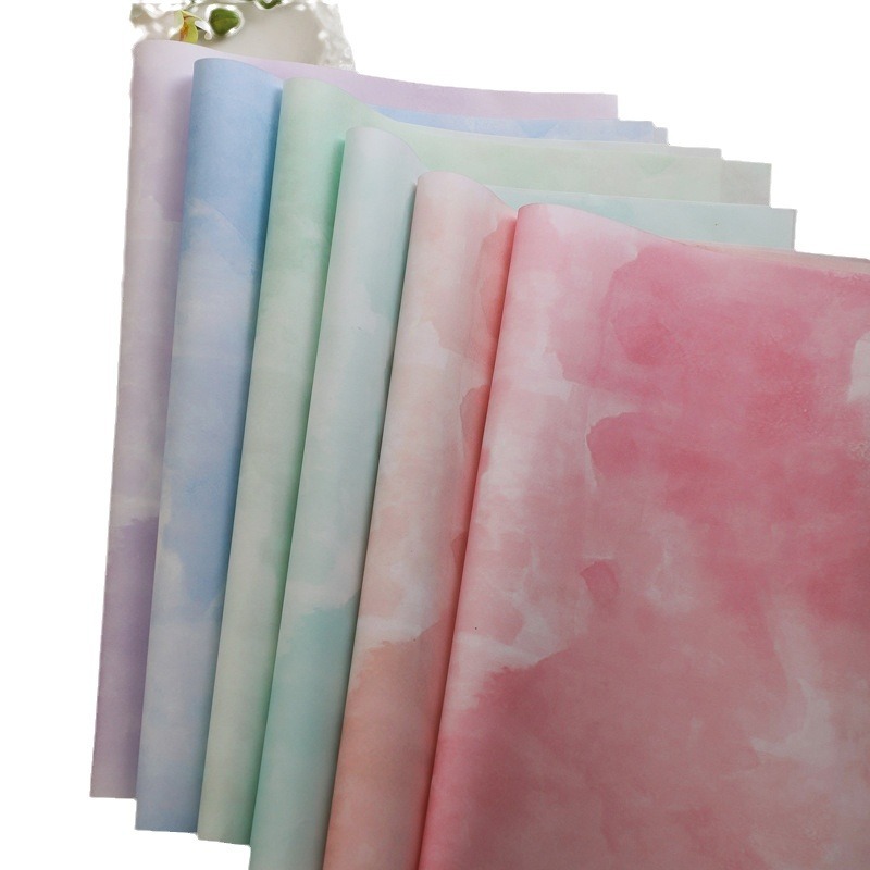 Nuevo papel de color de acuarela, papel de algodón impermeable, ramo de regalos, papel de envoltura de flores hechas a mano, papel de embalaje de flores DIY