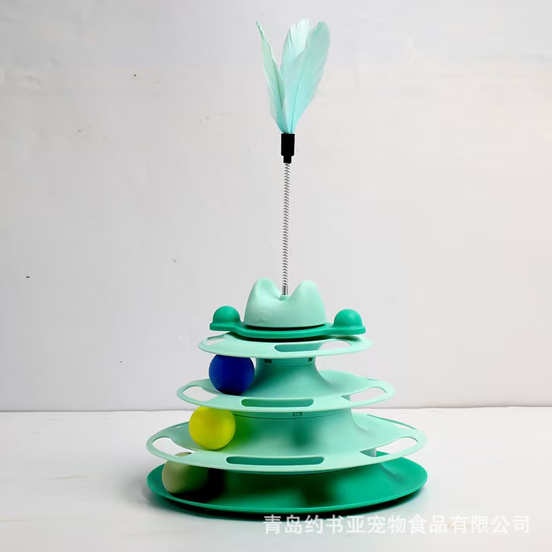 Plato giratorio verde + palo para burlarse de gatos