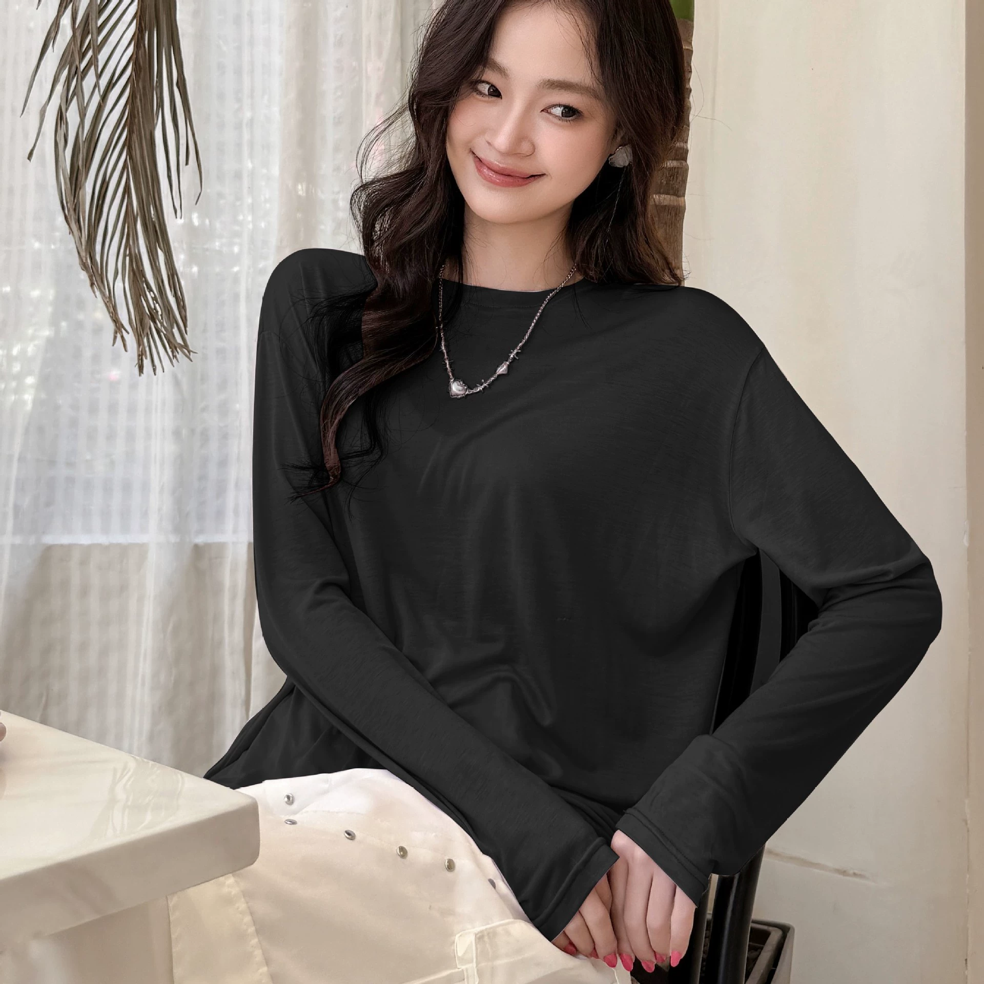 Long-sleeve, summer ultra thin base T-shirt, oversize