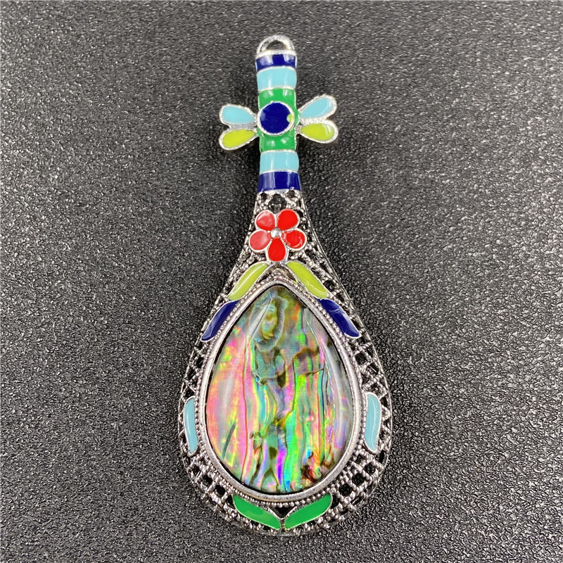 Gem Inlaid Pipa Multicolor Pendant Brooch Necklace Accessories display picture 5