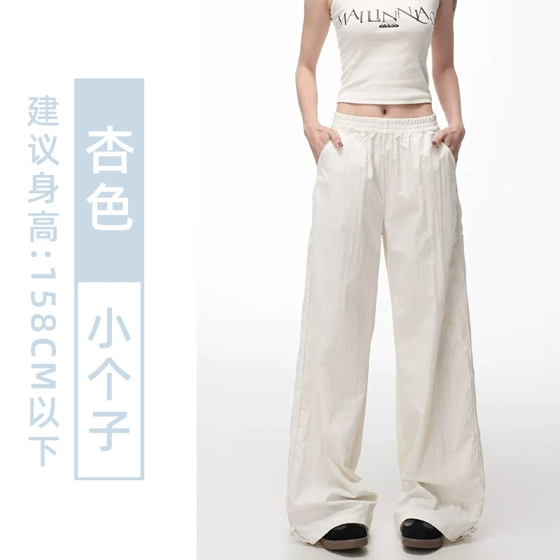 Quick dry summer fitted trousers for leisure, high waist, for teenagers, loose straight fit