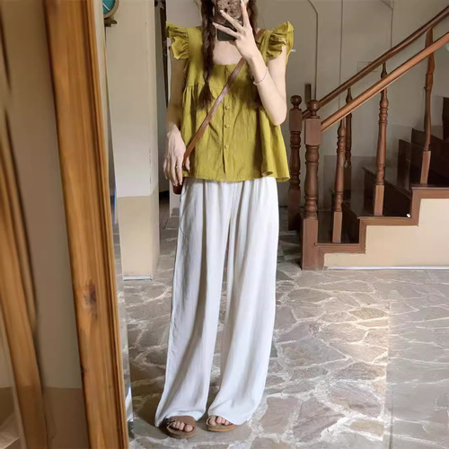 Hot girl 2025 plaid solid color exposed navel new square collar shirt chiffon French short Feifei sleeves short-sleeved summer dress