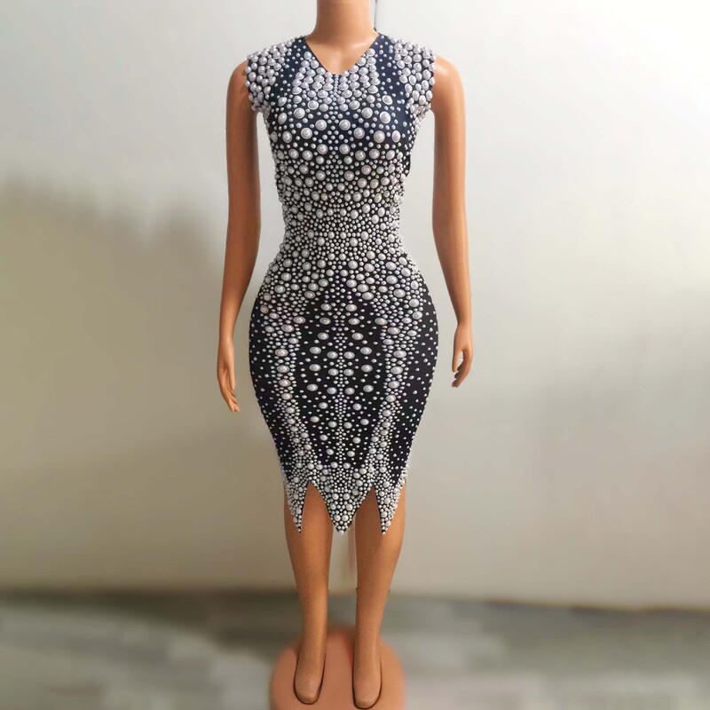 Nocance Elegant Sleeveless Rhinestone Pearl Party Dress Evening Dress Cocktail Party Banquet A-Line Wedding Dress Nocance Elegant Sleeveless Rhinestone Pearl Party Dress Evening Dress Cocktail Party Banquet A-Line Wedding Dress