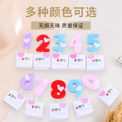 批发新款爱心数字心形数字蜡烛创意儿童生日派对蜡烛 0-9独立包装