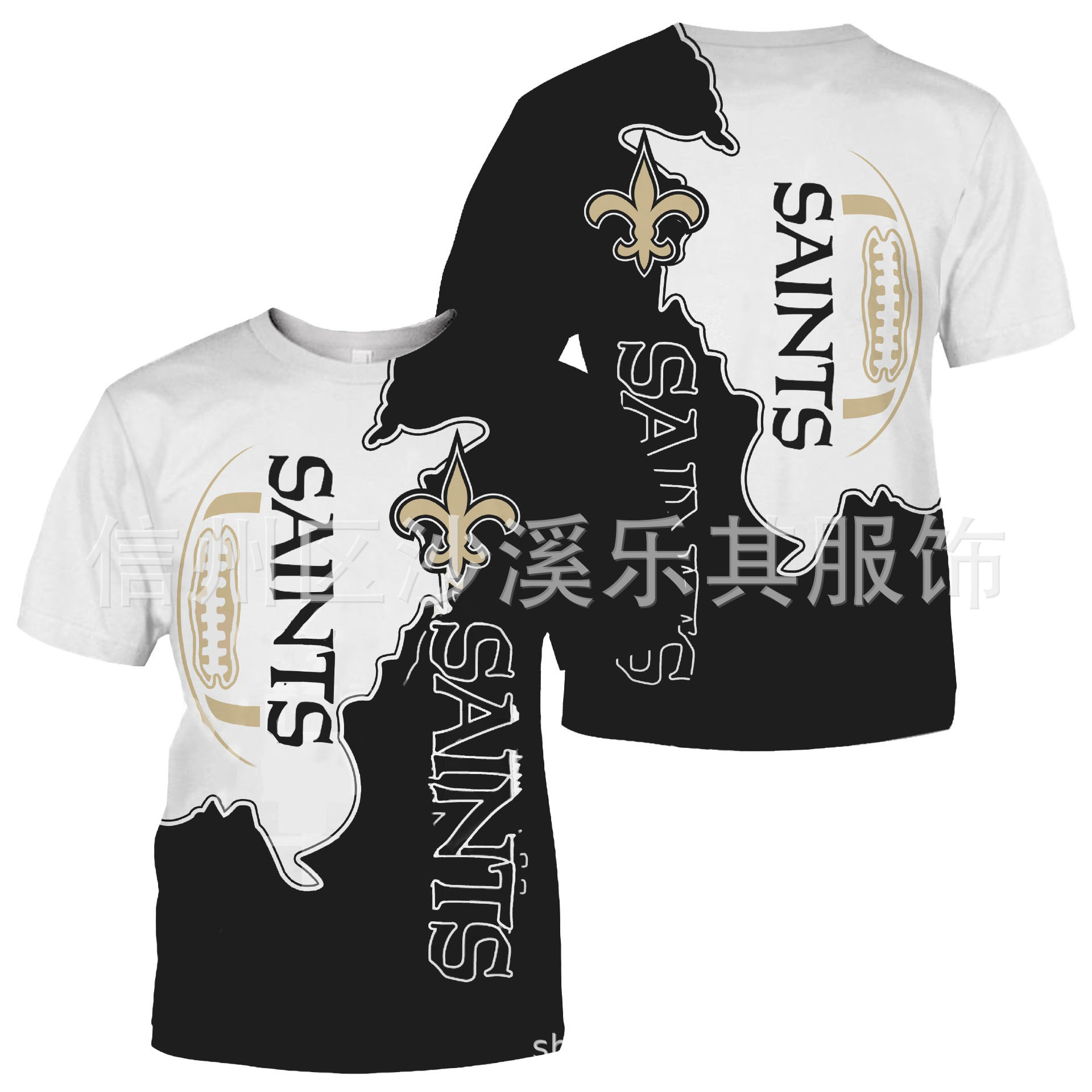 2024 Amazon nuevos hombres tendencia europea y americana delgada cuello redondo NFL camiseta de manga corta impresión digital casual código europeo