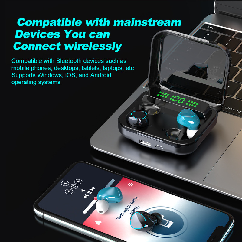 国境を越えた新型m22 bluetoothイヤホンカップル4つのタッチデジタル表示無線運動防水tws5.2|undefined