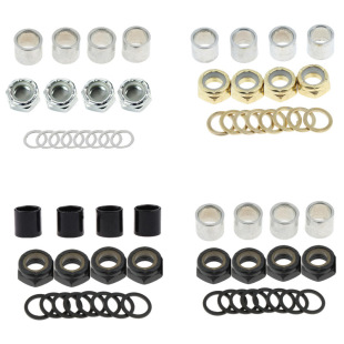 [Bagged] 16PCs skateboard bracket shaft sleeve side female M8 lock wheel nut British 8PCs sleeve washer gasket