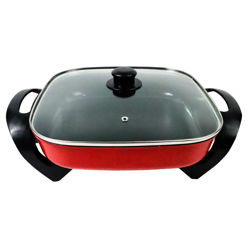 Olla Eléctrica Nueva, Antiadherente, Todo en Uno para Hot Pot y Asar, Uso Doméstico, Multifuncional, Olla Cuadrada de Alta Potencia, Venta al por Mayor para Regalos